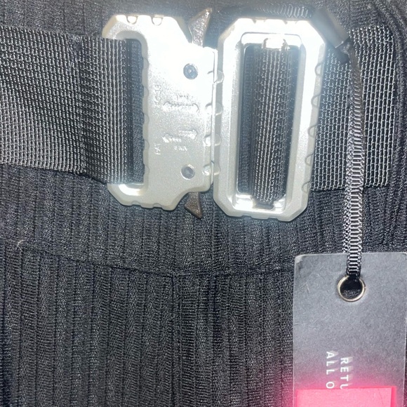 Manière De Voir Black Wide Leg Trousers With Steel Belt Size 4 - Picture 4 of 8